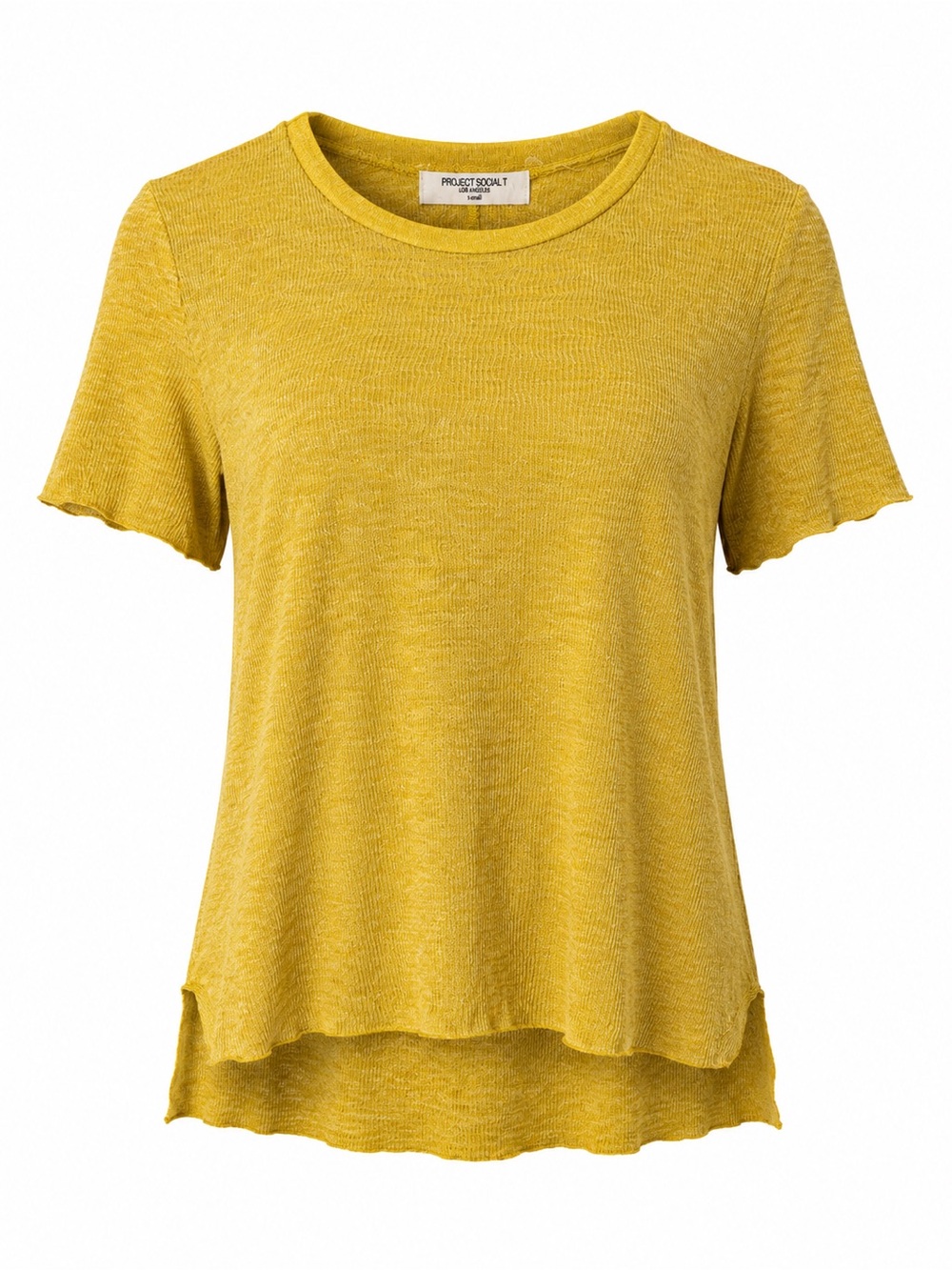 Project Social T Mustard Yellow Textured High-Low Tee Women’s XS Casual Boho